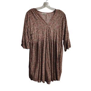 Natural Life Women's Medium Multicolor Floral‎ 3/4 Sleeve Stella Short Dress